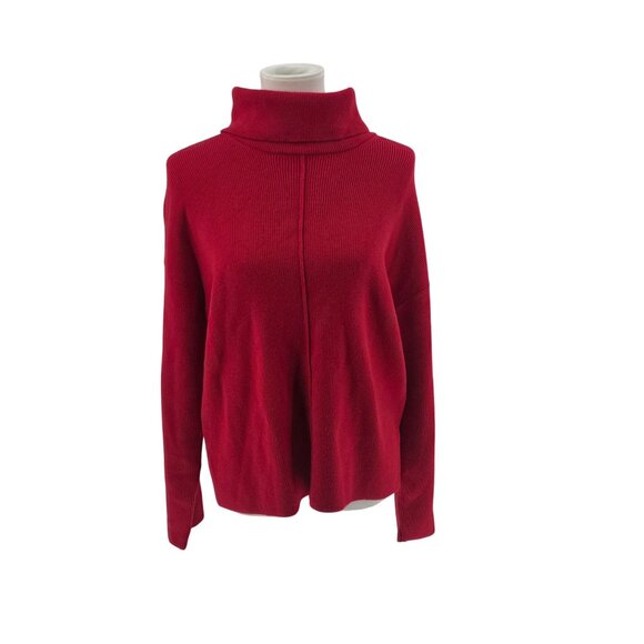 Elena Wang Red Button-Side Turtleneck Sweater S - Picture 2 of 12
